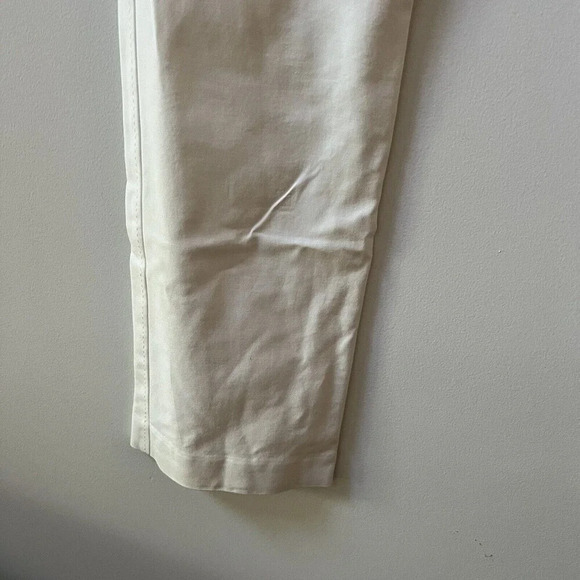Yansi Fugel White Cotton Spandex Wide Leg Chino Pants Womens 6 Flat Front Mid - Picture 8 of 10
